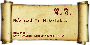 Mészár Nikoletta névjegykártya
